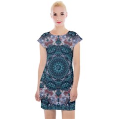 Marbels Glass And Paint Love Mandala Decorative Cap Sleeve Bodycon Dress by pepitasart