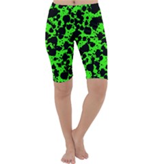 Black And Green Leopard Style Paint Splash Funny Pattern Cropped Leggings  by yoursparklingshop