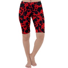 Black And Red Leopard Style Paint Splash Funny Pattern Cropped Leggings  by yoursparklingshop