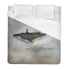 Awesome Fantasy Whale With Women In The Sky Duvet Cover (full/ Double Size) by FantasyWorld7