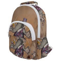 Funny Cartoon Elephant Rounded Multi Pocket Backpack by FantasyWorld7