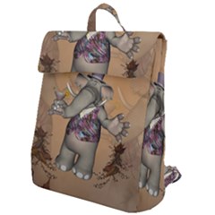 Funny Cartoon Elephant Flap Top Backpack by FantasyWorld7