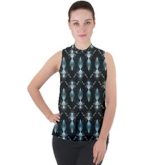 Seamless Pattern Background Black Mock Neck Chiffon Sleeveless Top by HermanTelo