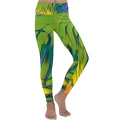 Abstract Pattern Lines Wave Kids  Lightweight Velour Classic Yoga Leggings by HermanTelo