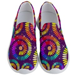 Abstract Background Spiral Colorful Men s Lightweight Slip Ons by HermanTelo