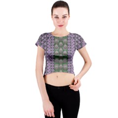 Decorative Juwel And Pearls Ornate Crew Neck Crop Top by pepitasart