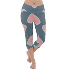 Hearts Love Blue Pink Green Lightweight Velour Capri Yoga Leggings by HermanTelo