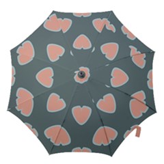 Hearts Love Blue Pink Green Hook Handle Umbrellas (medium) by HermanTelo