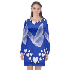 Heart Love Butterfly Mother S Day Long Sleeve Chiffon Shift Dress  by HermanTelo