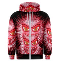 Monster Red Eyes Aggressive Fangs Men s Zipper Hoodie by HermanTelo