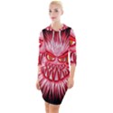 Monster Red Eyes Aggressive Fangs Quarter Sleeve Hood Bodycon Dress View1