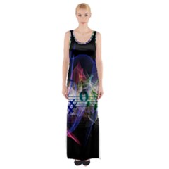 Particles Music Clef Wave Maxi Thigh Split Dress by HermanTelo