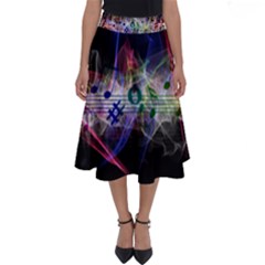 Particles Music Clef Wave Perfect Length Midi Skirt by HermanTelo