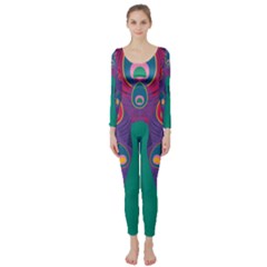 Peacock Bird Animal Feathers Long Sleeve Catsuit by HermanTelo