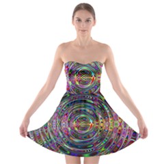 Wave Line Colorful Brush Particles Strapless Bra Top Dress by HermanTelo