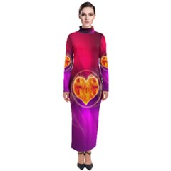 Flame Heart Smoke Love Fire Turtleneck Maxi Dress by HermanTelo