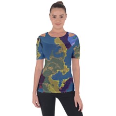 Map Geography World Shoulder Cut Out Short Sleeve Top by HermanTelo