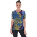 Map Geography World Shoulder Cut Out Short Sleeve Top View1