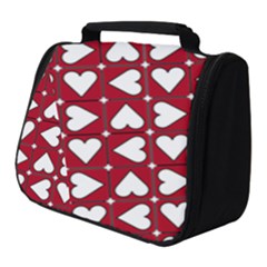 Graphic Heart Pattern Red White Full Print Travel Pouch (small) by HermanTelo