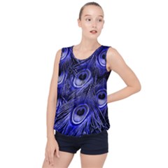 Peacock Feathers Color Plumage Bubble Hem Chiffon Tank Top by Pakrebo