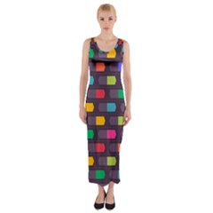 Background Colorful Geometric Fitted Maxi Dress by HermanTelo