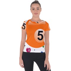 Billiard Ball Ball Game Pink Orange Short Sleeve Sports Top  by HermanTelo