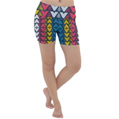 Background Colorful Geometric Unique Lightweight Velour Yoga Shorts by HermanTelo