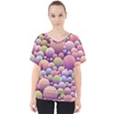 Abstract Background Circle Bubbles V-Neck Dolman Drape Top View1