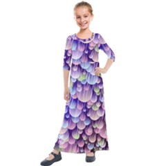 Abstract Background Circle Bubbles Space Kids  Quarter Sleeve Maxi Dress by HermanTelo