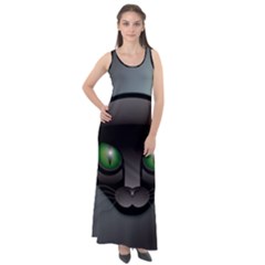 Green Eyes Kitty Cat Sleeveless Velour Maxi Dress by HermanTelo