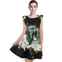 Awesome Tiger With Flowers Tie Up Tunic Dress View1