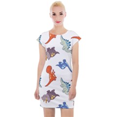 Pattern Dinosaurs Cap Sleeve Bodycon Dress by HermanTelo