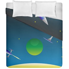 Rocket Spaceship Space Duvet Cover Double Side (california King Size) by HermanTelo