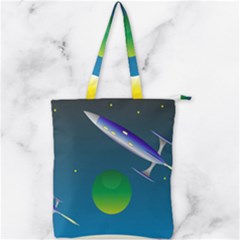 Rocket Spaceship Space Double Zip Up Tote Bag by HermanTelo