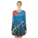 Rocket Spaceship Space Galaxy Long Sleeve Velvet V-neck Dress View1