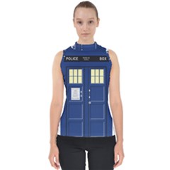 Tardis Doctor Who Time Travel Mock Neck Shell Top by HermanTelo