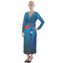 Tardis Doctor Time Travel Velvet Maxi Wrap Dress by HermanTelo