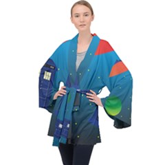 Tardis Doctor Time Travel Velvet Kimono Robe by HermanTelo