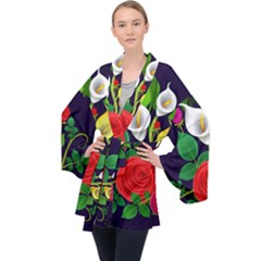 Flowers Charter Flowery Bouquet Velvet Kimono Robe by Pakrebo