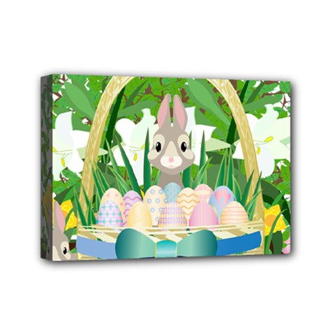 Graphic Easter Easter Basket Spring Mini Canvas 7  X 5  (stretched) by Pakrebo