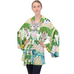 Graphic Easter Easter Basket Spring Velvet Kimono Robe by Pakrebo