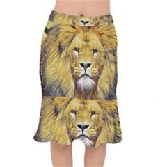 Lion Lioness Wildlife Hunter Mermaid Skirt by Pakrebo