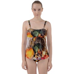 Pumpkin Vegetables Autumn Twist Front Tankini Set by Pakrebo