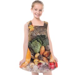 Pumpkin Vegetables Autumn Kids  Cross Back Dress by Pakrebo