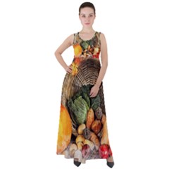 Pumpkin Vegetables Autumn Empire Waist Velour Maxi Dress by Pakrebo