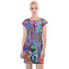 Abstract Forest  Cap Sleeve Bodycon Dress by okhismakingart