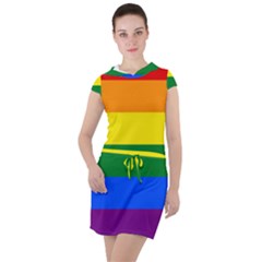 Lgbt Rainbow Pride Flag Drawstring Hooded Dress by lgbtnation