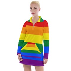 Lgbt Rainbow Pride Flag Women s Long Sleeve Casual Dress by lgbtnation