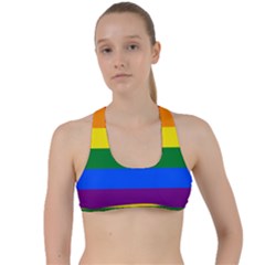 Lgbt Rainbow Pride Flag Criss Cross Racerback Sports Bra by lgbtnation