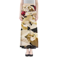 Christmas Poinsettia Decoration Full Length Maxi Skirt by Pakrebo